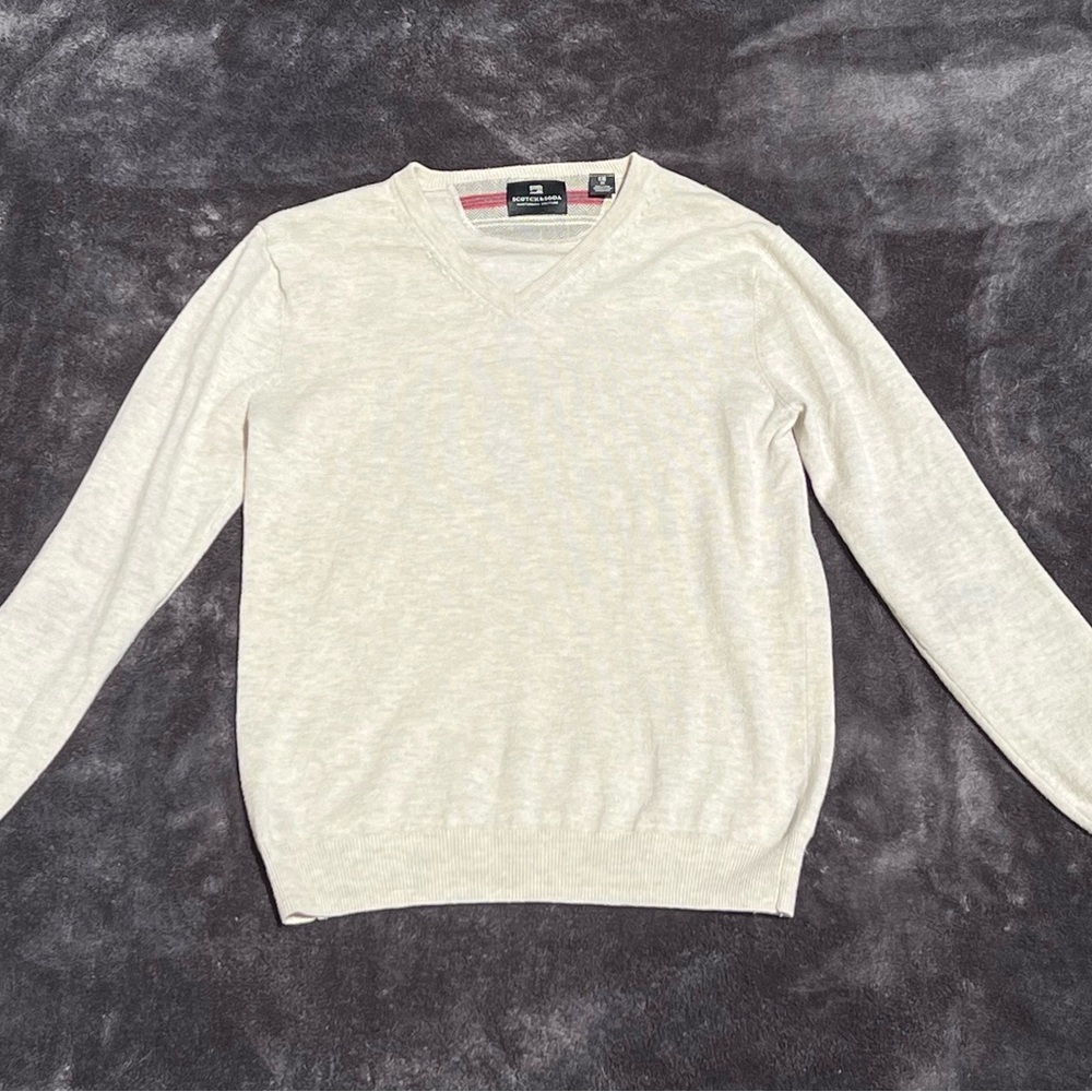 Scotch & Soda Cream V-Neck Sweater Timeless Knit